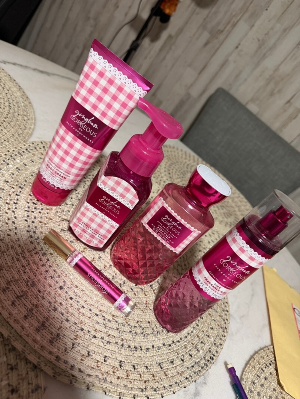 5Pc gift set Gingham Gorgeous Body Wash, Mist, Cream, Lotion , perfume spray